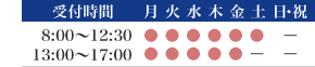 診療時間 8:00-12:30 13:00-17:00